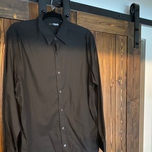 Murano liquid series smooth finish black dress shirt